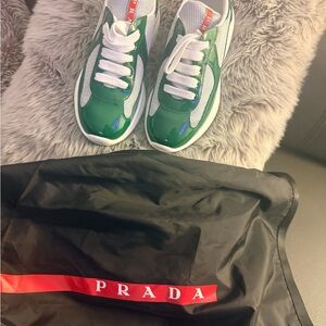 Prada Emerald and White Athletic Shoes